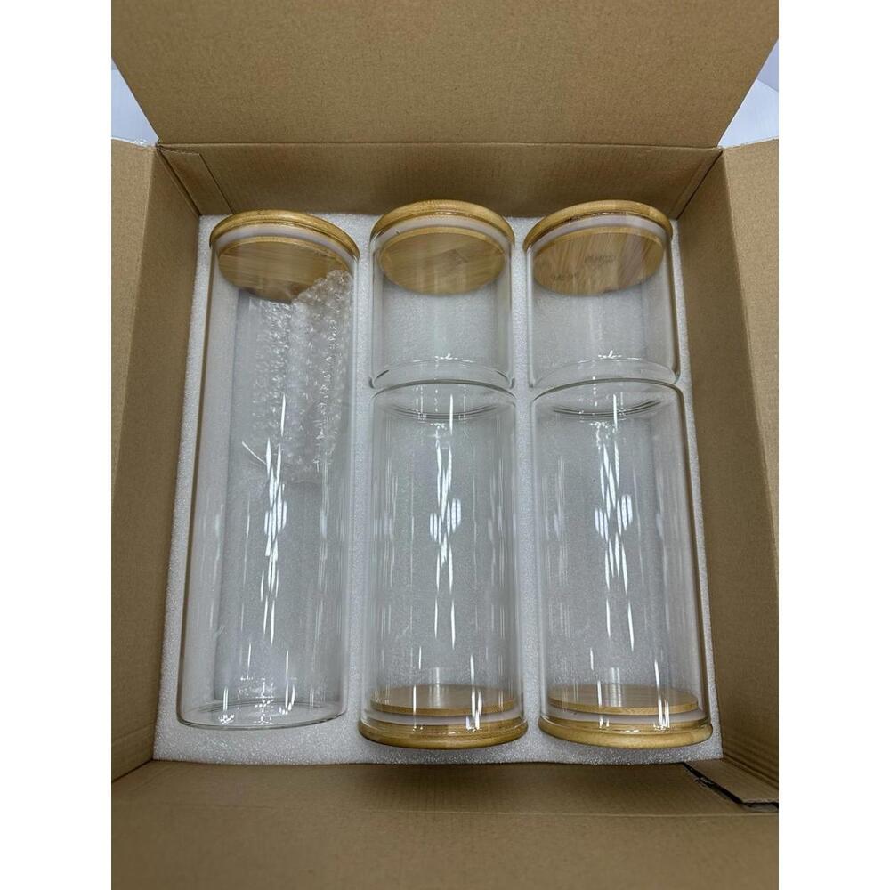 Home Artist 5 Round Glass Storage Canisters‎ Multi Size With Lids New In Box